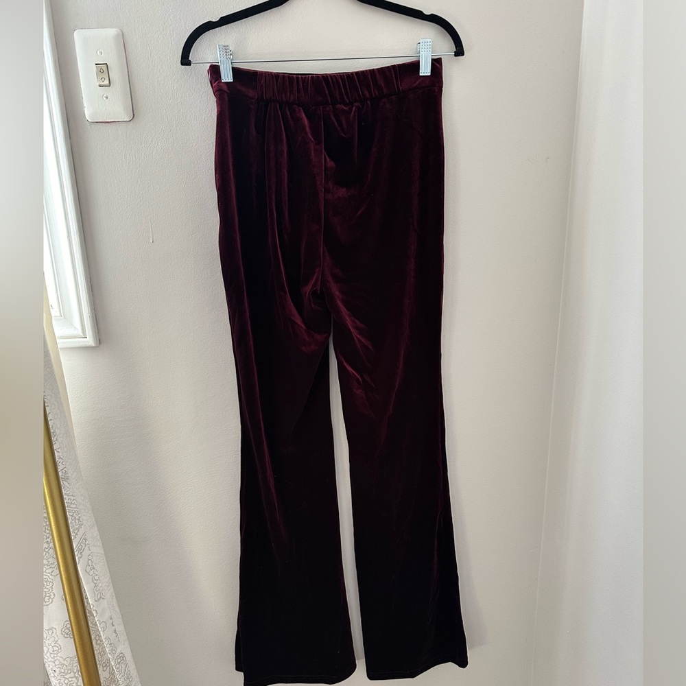 Burgundy Velvet Flare Pants - Picture 6 of 6
